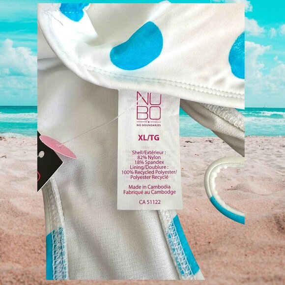 NWT - NOBO 2 Piece String Bikini - White w/Sky Blue Polka Dots - Size XL - Picture 4 of 8